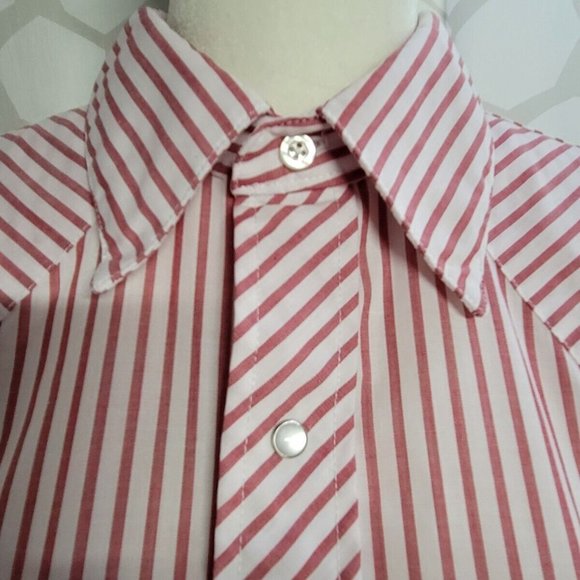 Mens Vintage Ruddock Western Shirt Red Striped Pearl Snap Rodeo - Picture 2 of 6